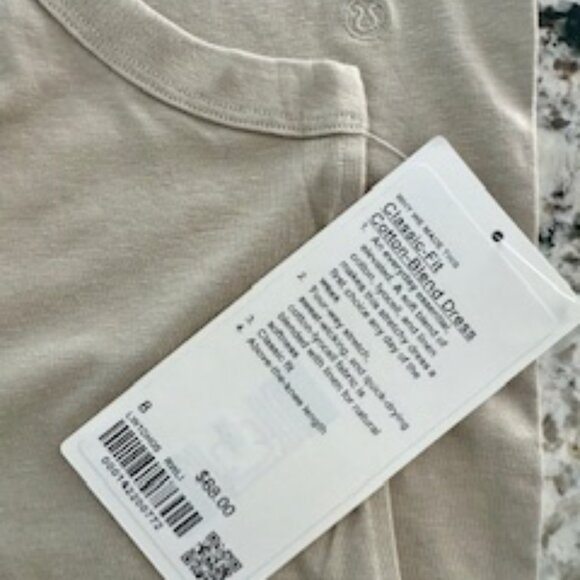 lululemon Classic Fit Cotton Blend Sleeveless Dress Beige Raw Linen Size 8 NWT - Picture 6 of 8